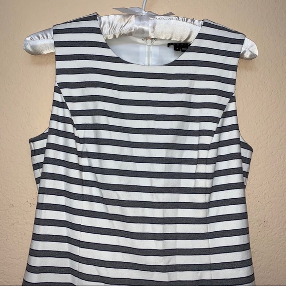 Theory Grey White Striped Sleeveless Dress Sz 4 - Picture 5 of 12